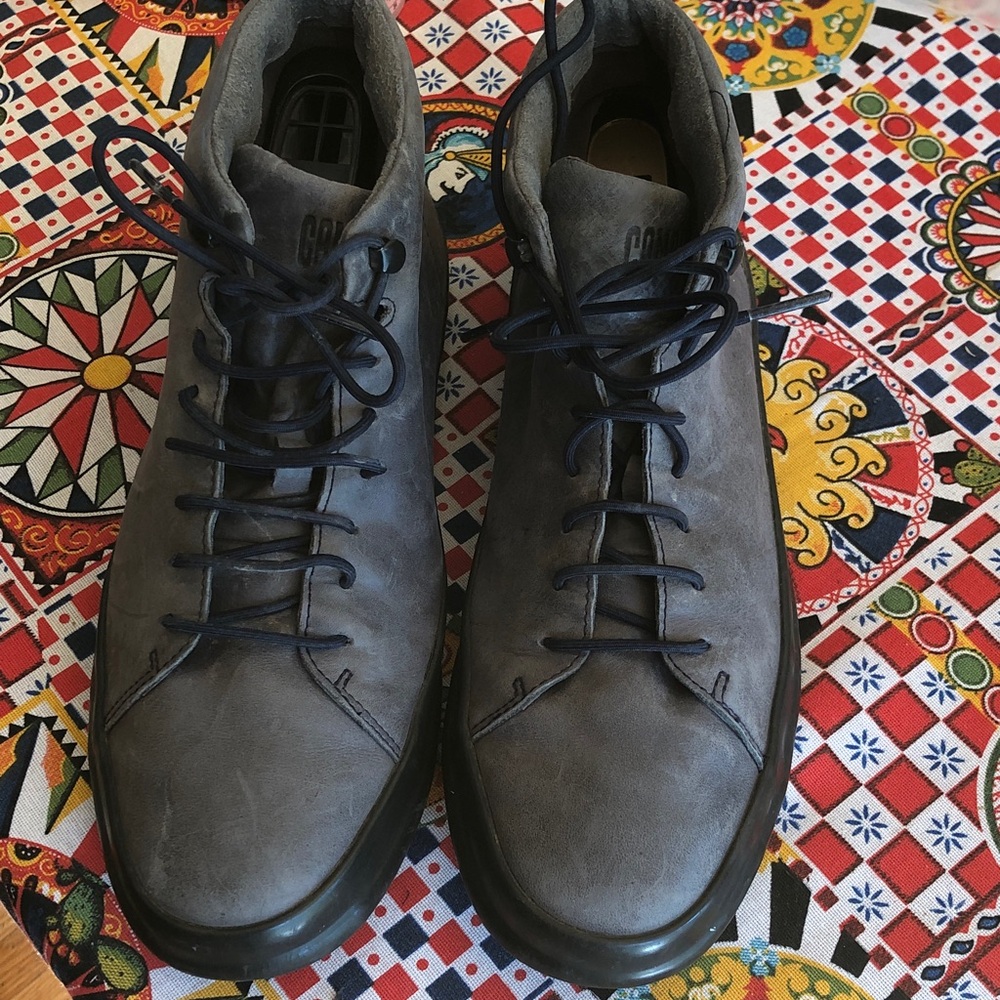 Camper of Spain Men's Gray Leather Lace-Up Casual Shoes